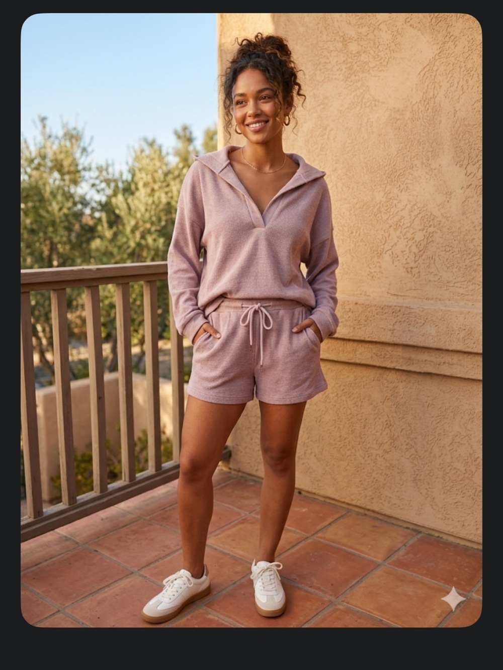 MARBLE Dusty Lilac Lounge Top with Drawstring Detail